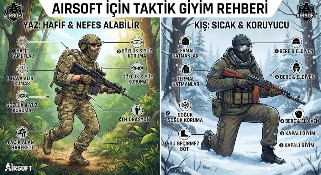 Airsoft İçin Nasıl Giyinmeli? Yaz ve Kış Aylarında Taktik Giyim İpuçları